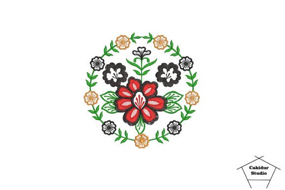 Circled Red Flower: A Seasonal Embroidery Staple