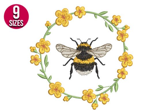 Floral Bee Wreath: A Seasonal Embroidery Gem